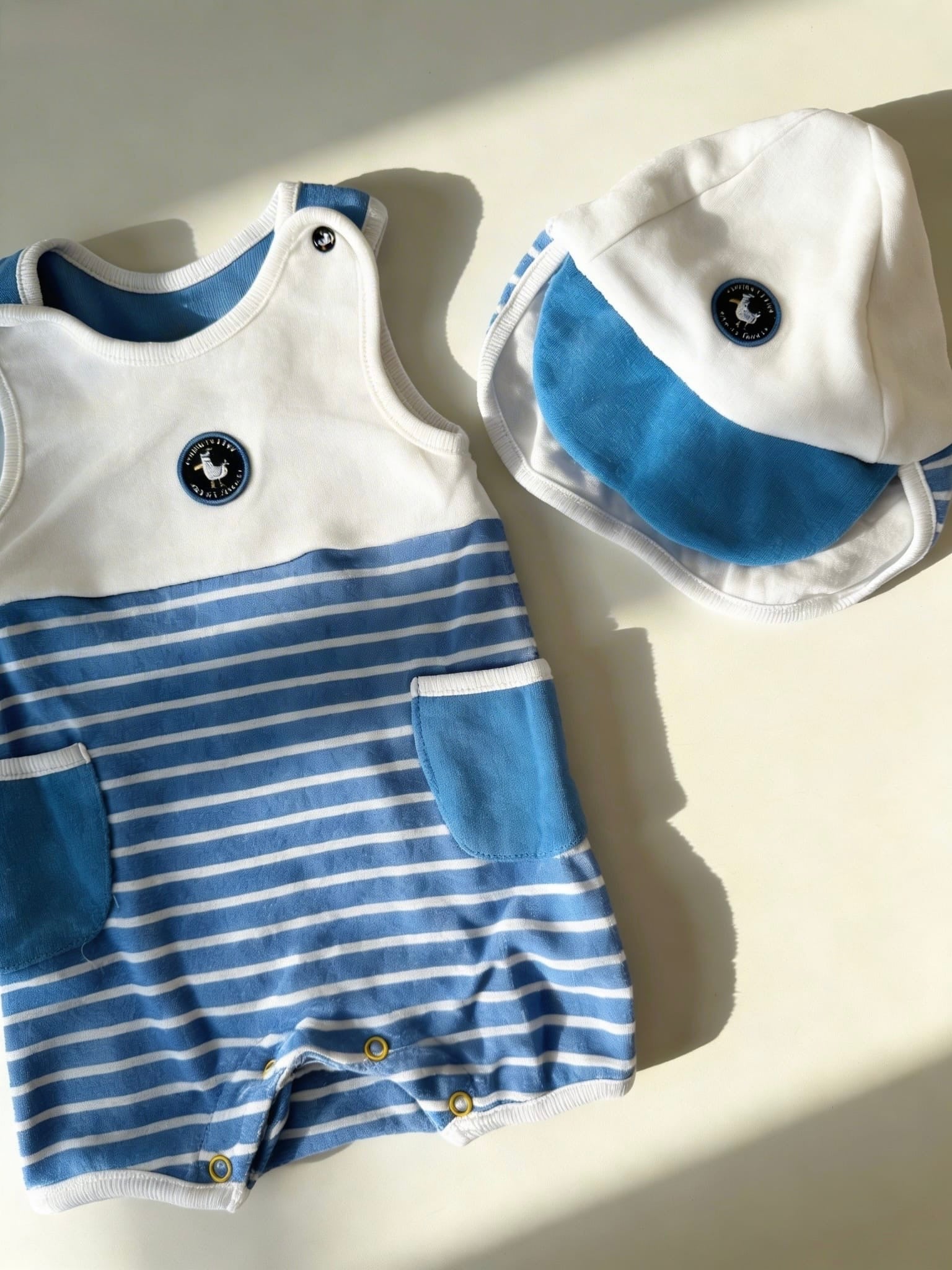 Baby Boys Terry Romper & Sun Hat