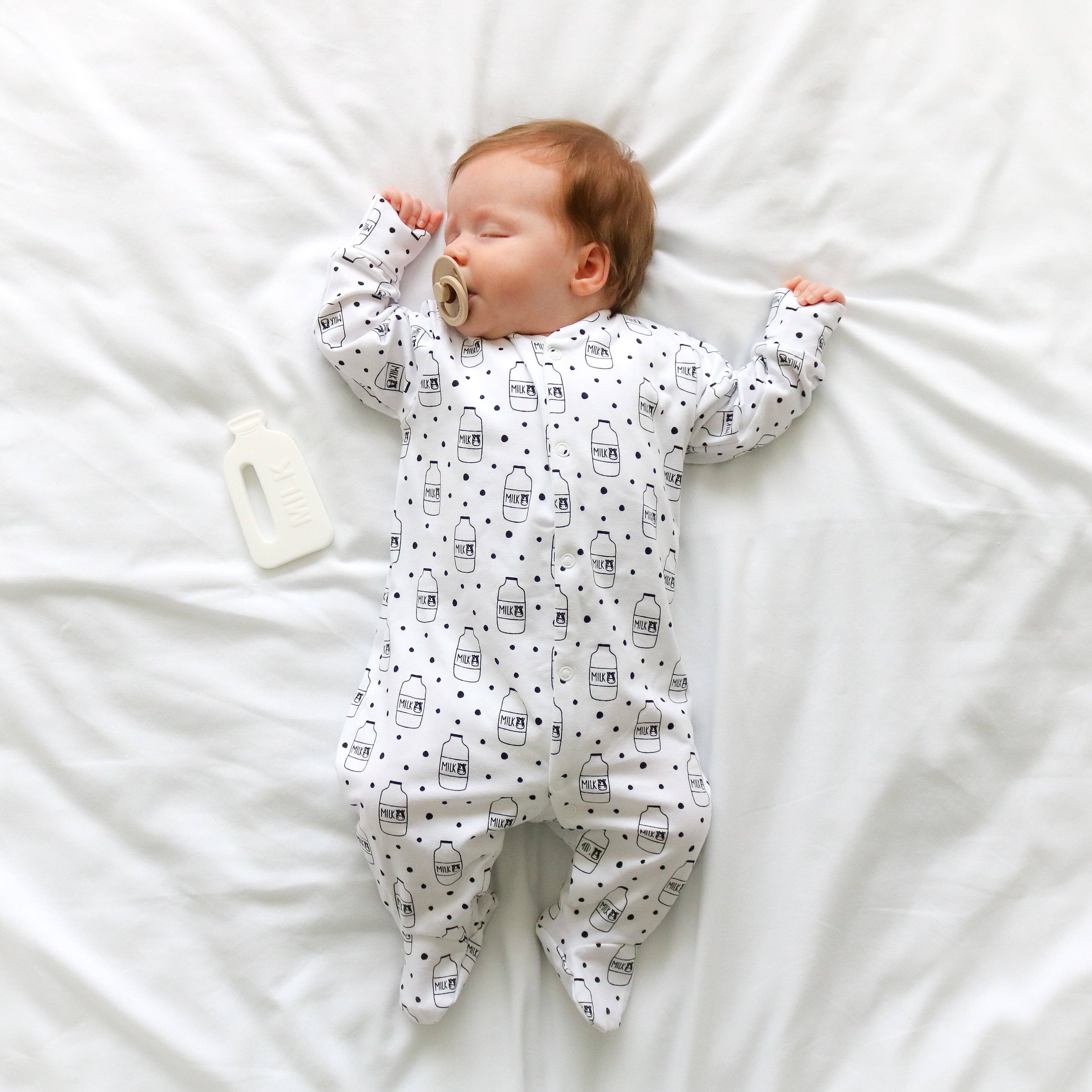 Unisex Baby Cotton Sleepsuit (Onesie) – Milk Bottle Print
