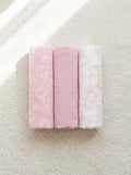 Pink 3pc Fun Bunny Assorted Muslin Squares