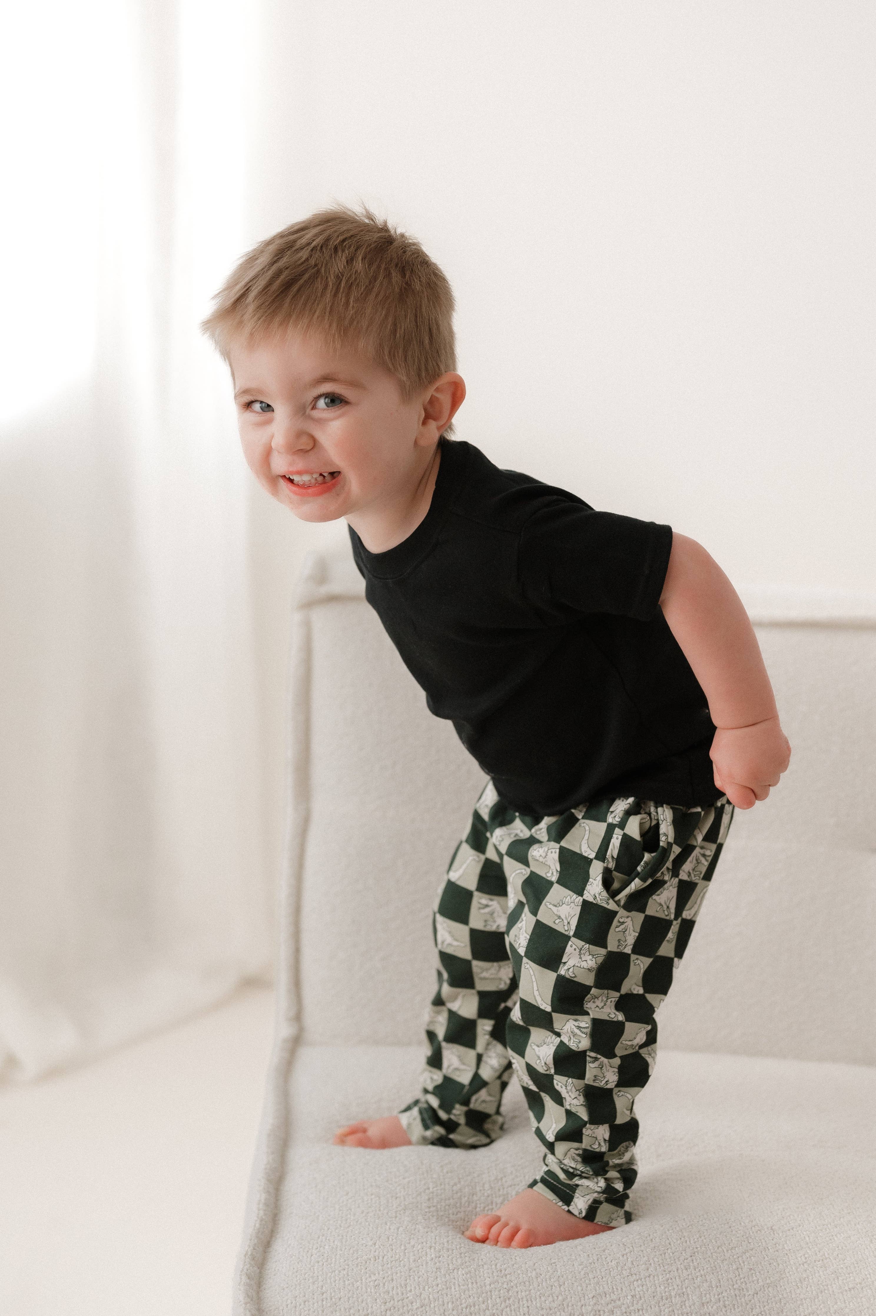 Dino check print "Kid Fit" Trousers