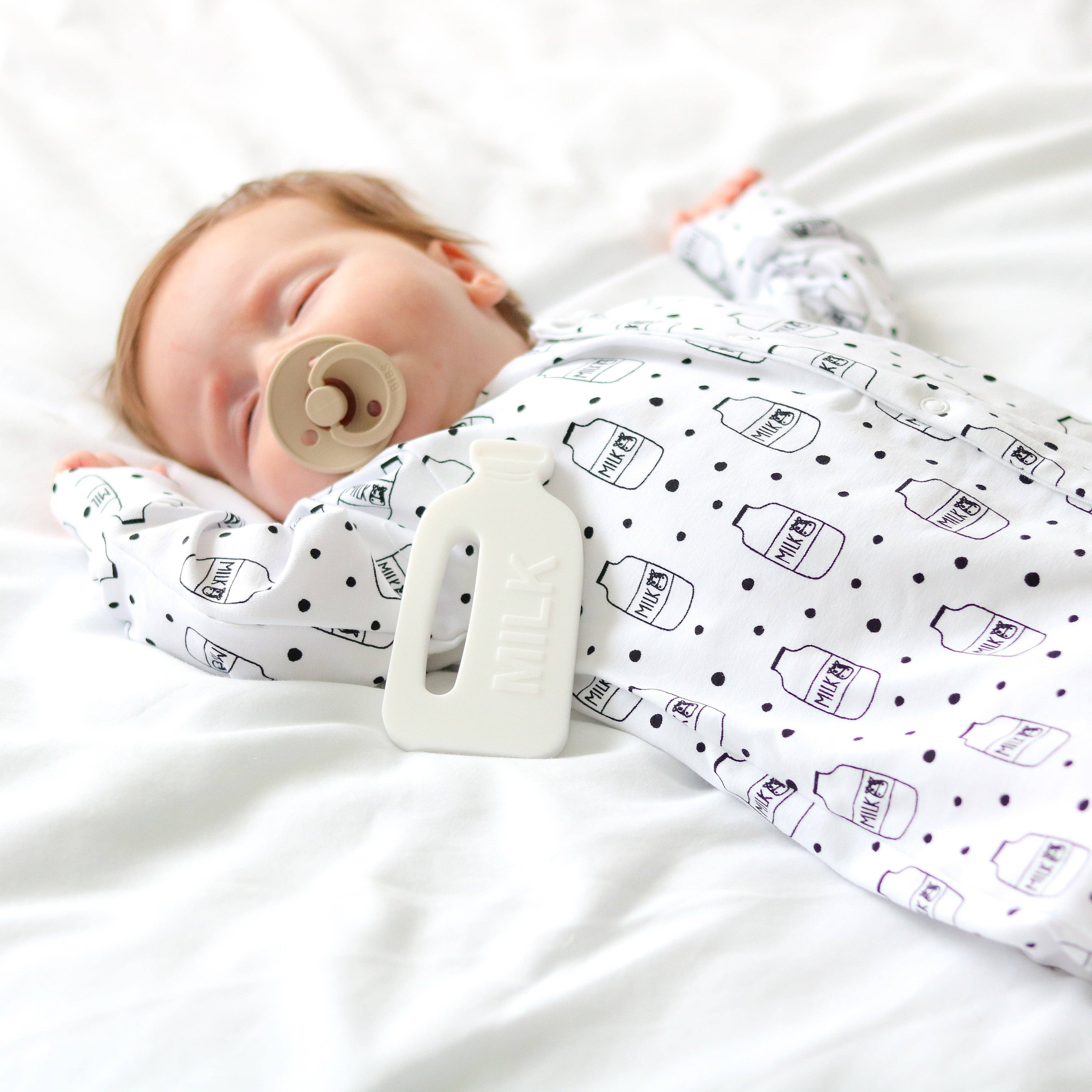 Unisex Baby Cotton Sleepsuit (Onesie) – Milk Bottle Print