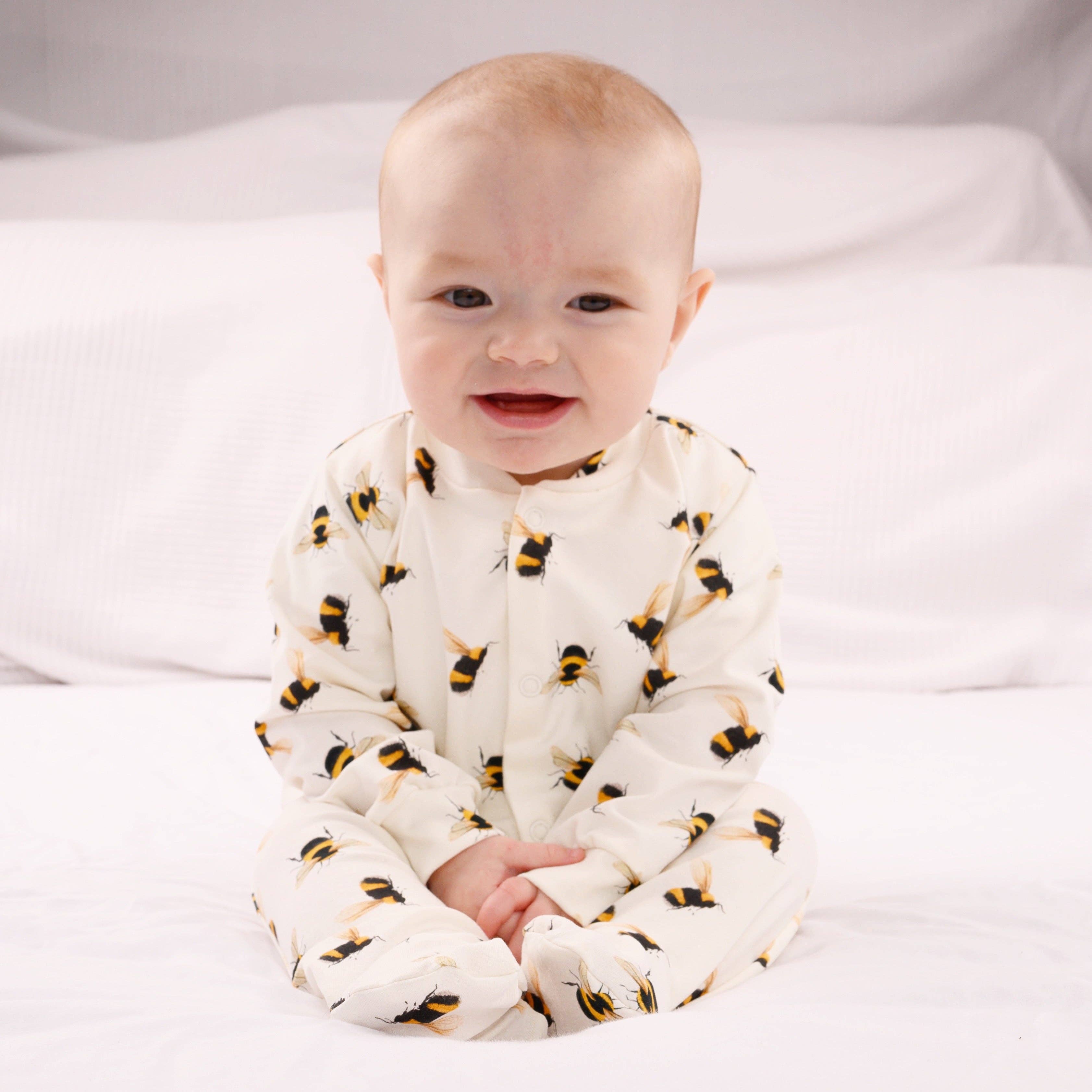 Unisex Baby Cotton Sleepsuit (Onesie) – Bee Print