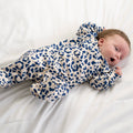 Unisex Baby Cotton Sleepsuit (Onesie) – Blue Leopard Print