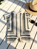 Baby Boys True Knit Romper - Green & Cream Stripes
