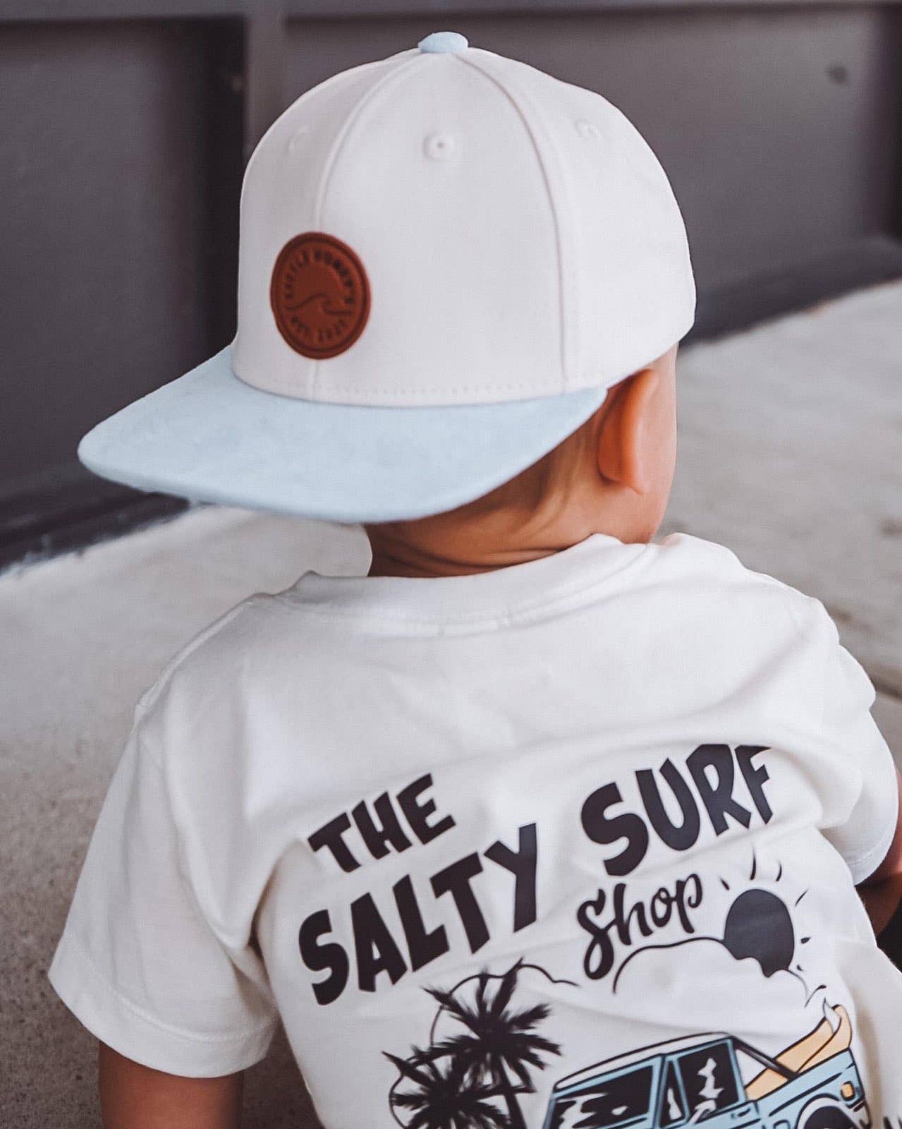 Salty Surf Shop Graphic T-Shirt – White | Kids 2T–5T