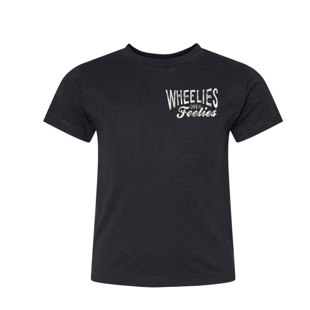 Wheelies Over Feelies Boys T-Shirt Black