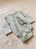 Baby Girls Sage Green Ribbed Romper And Headband Set