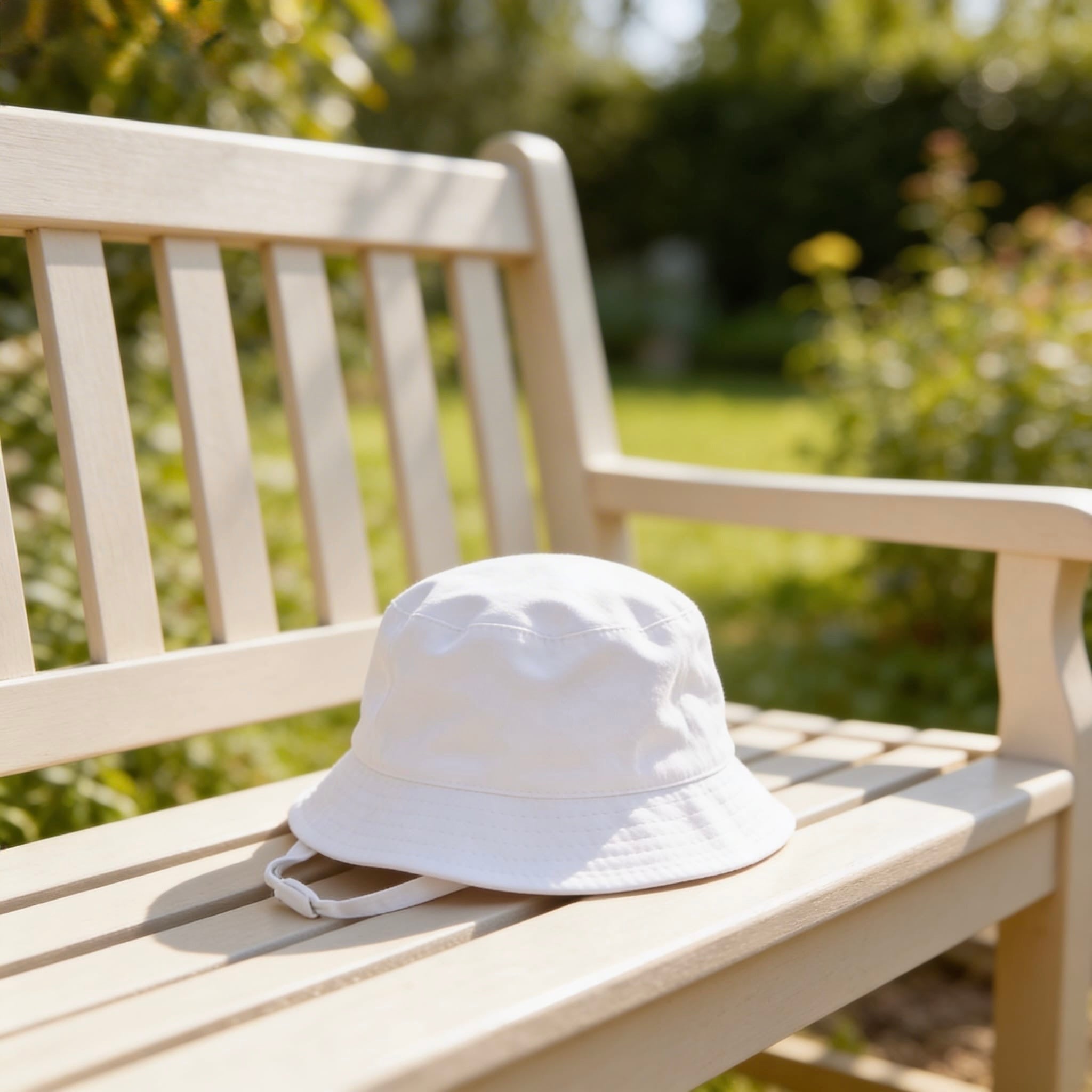 Baby Plain White Bucket Hat With Chin Strap