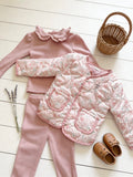 Girls Quilted Jacket, Top & Legging Outfit