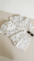 Boys Muslin Fabric Shirt, Short & Hat Set