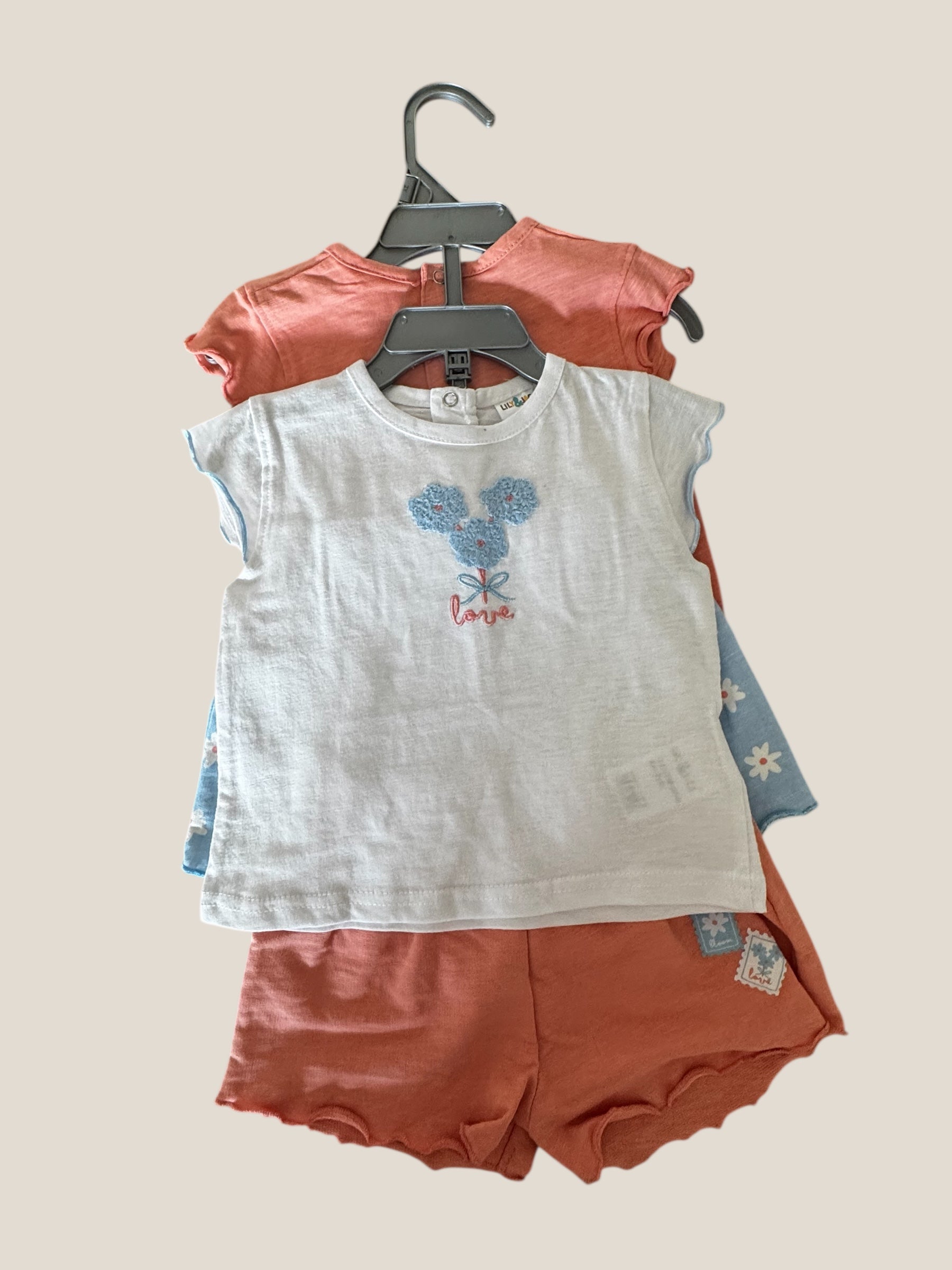 Girls 2 T-Shirts & 2 Shorts Set
