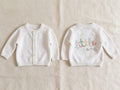 White Cotton Knit Cardigan With Embroidery - Little One