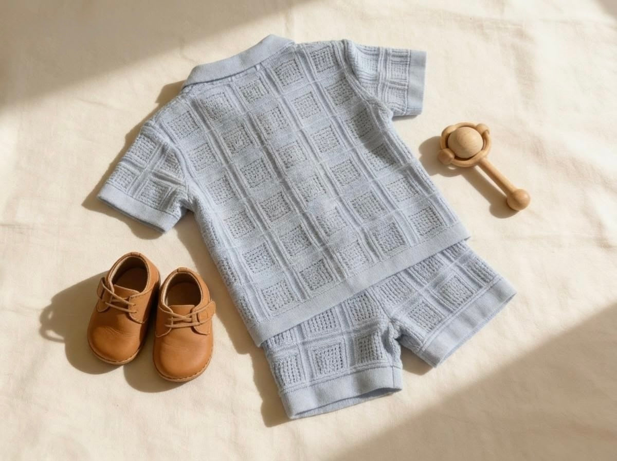 Boys Blue True Knit Shirt & Shorts Outfit