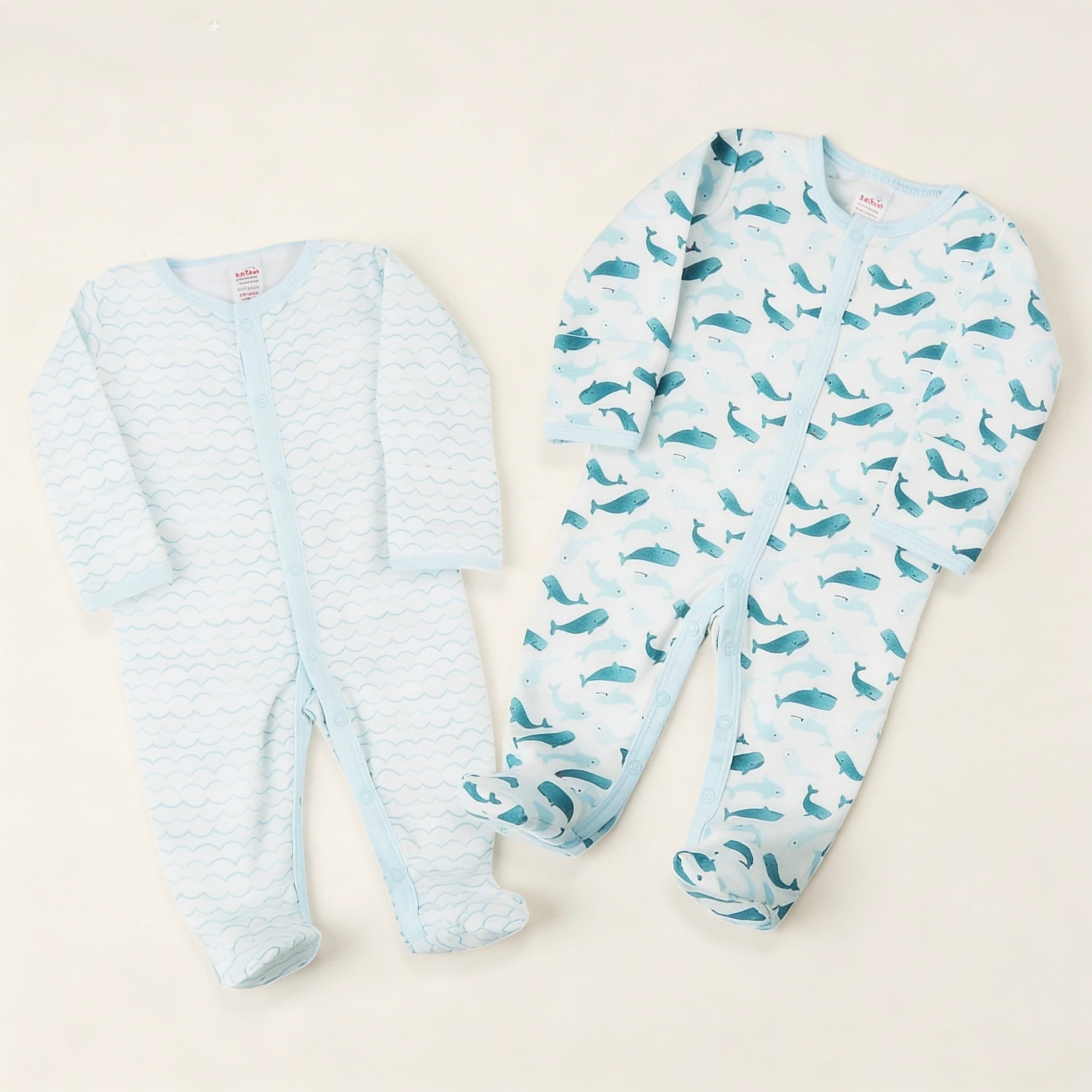 Baby Whale Waves Pack 2 Sleepsuit Set