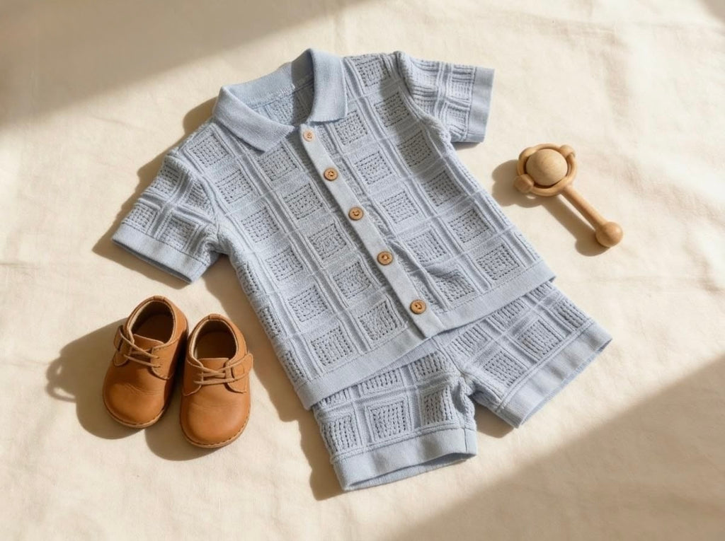Boys Blue True Knit Shirt & Shorts Outfit