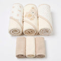 Beige Bear Hooded Towel And Wash Cloth Set