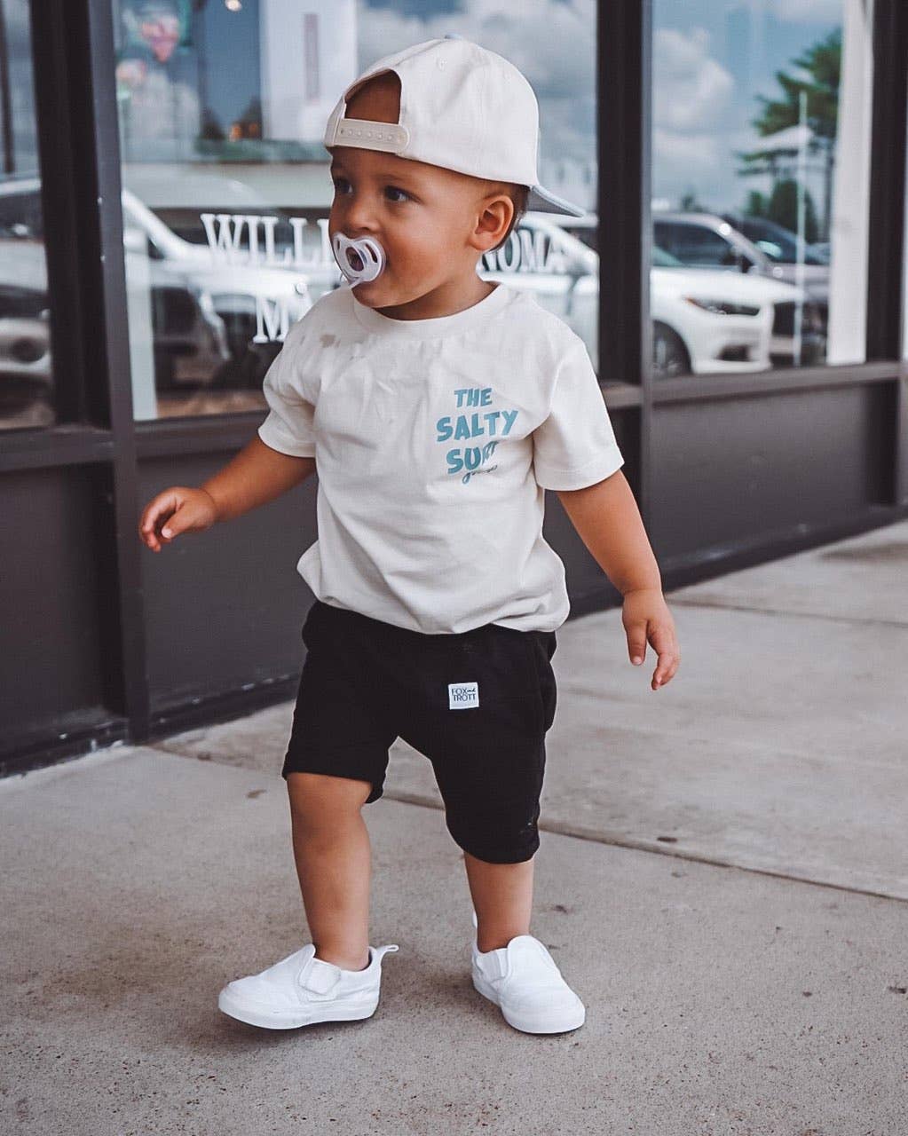 Salty Surf Shop Graphic T-Shirt – White | Kids 2T–5T