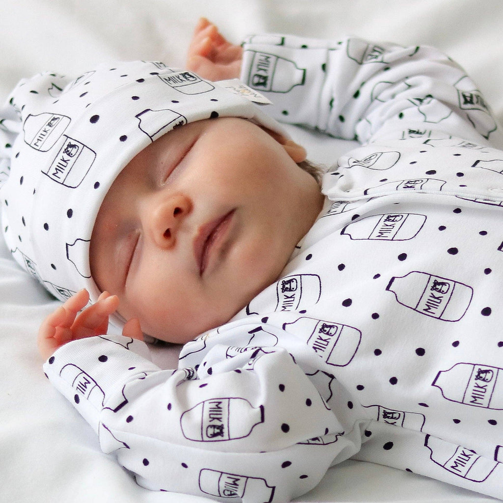 Unisex Baby Cotton Sleepsuit (Onesie) – Milk Bottle Print