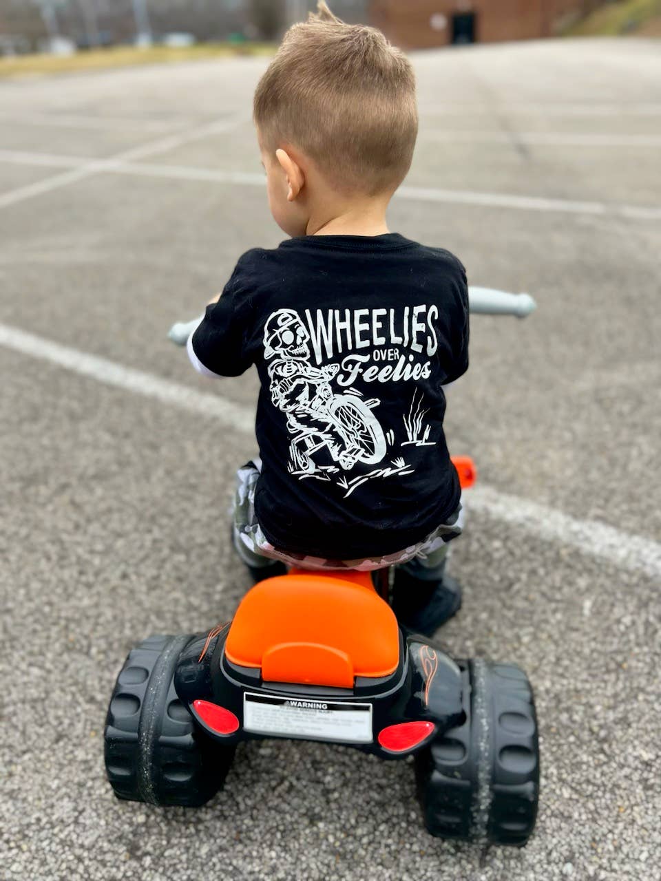 Wheelies Over Feelies Boys T-Shirt Black