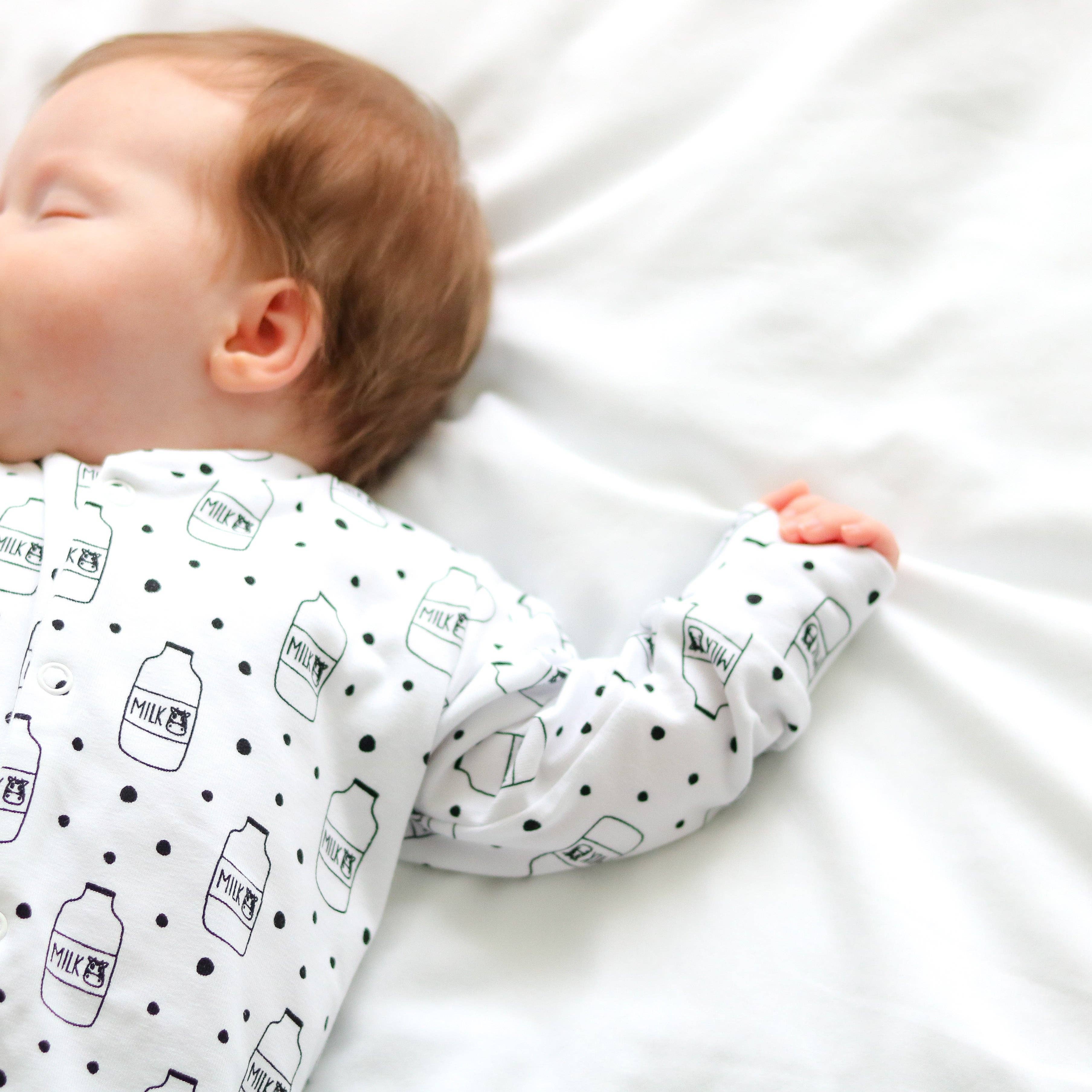 Unisex Baby Cotton Sleepsuit (Onesie) – Milk Bottle Print
