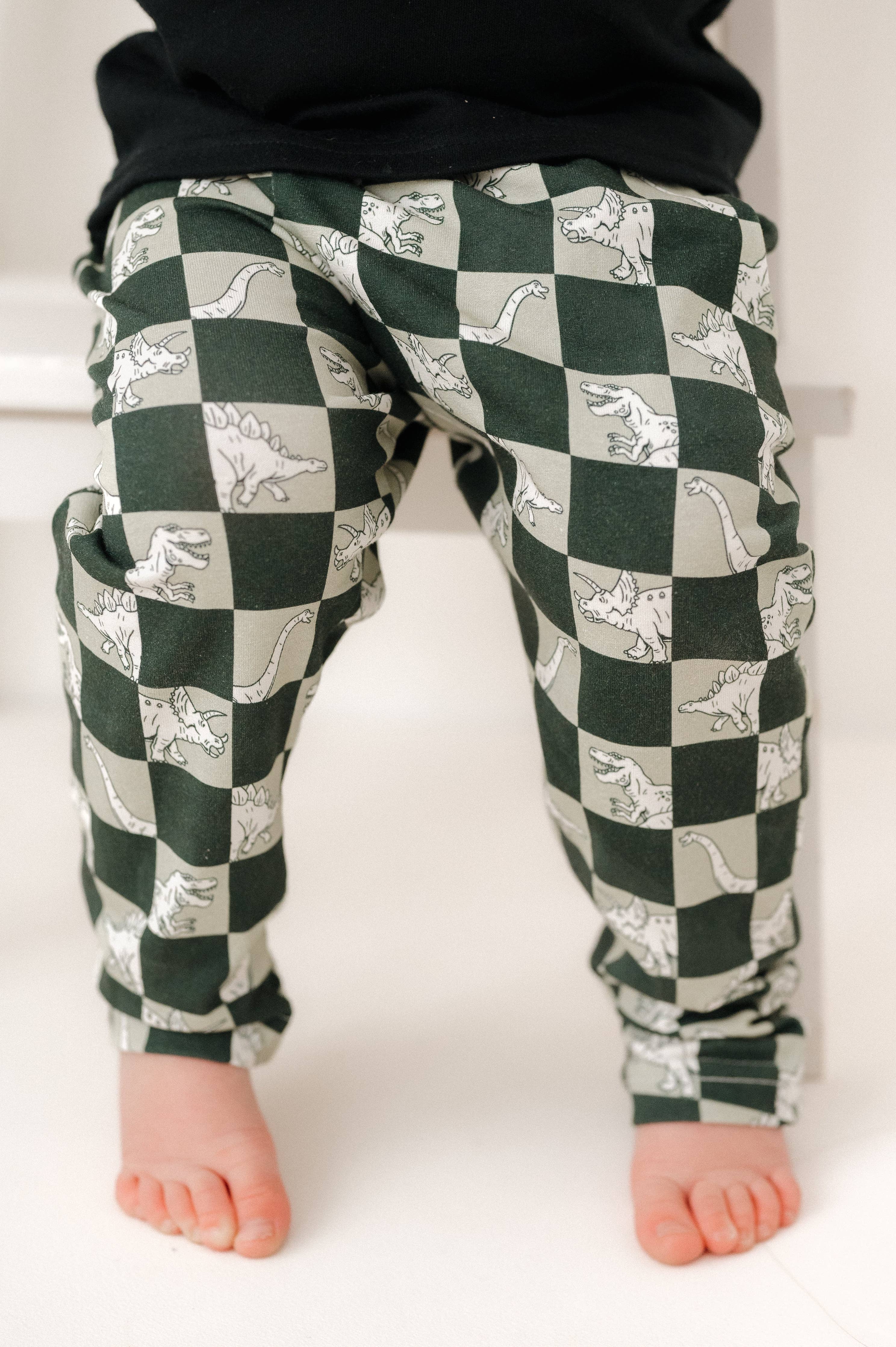 Dino check print "Kid Fit" Trousers