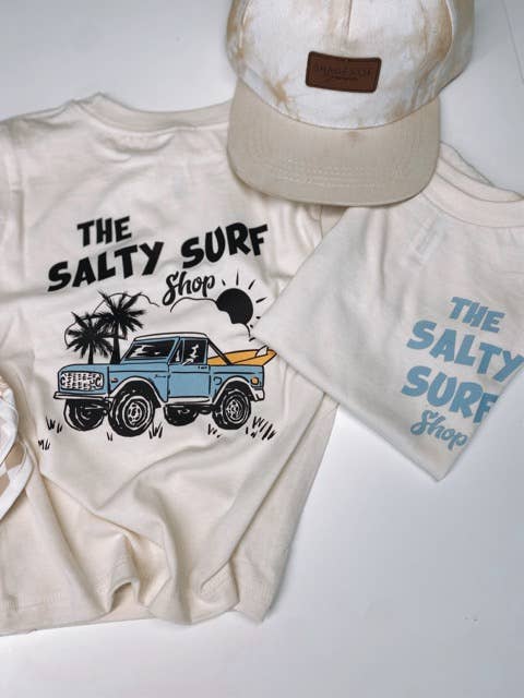 Salty Surf Shop Graphic T-Shirt – White | Kids 2T–5T