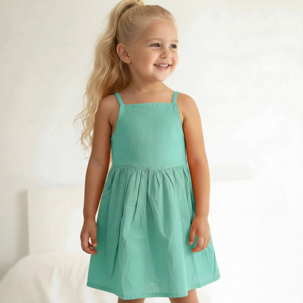 The Aqua Strappy Girls Summer Dress