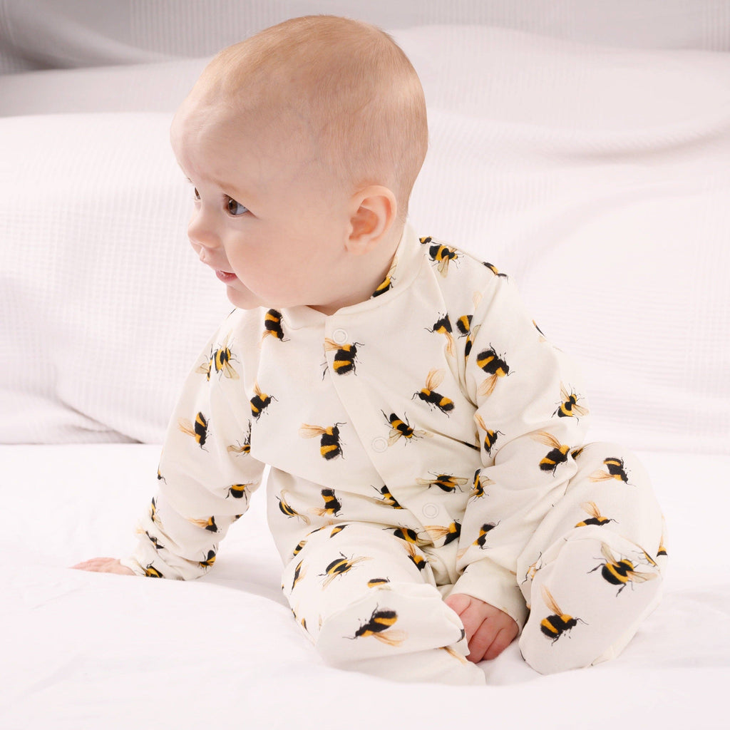 Unisex Baby Cotton Sleepsuit (Onesie) – Bee Print
