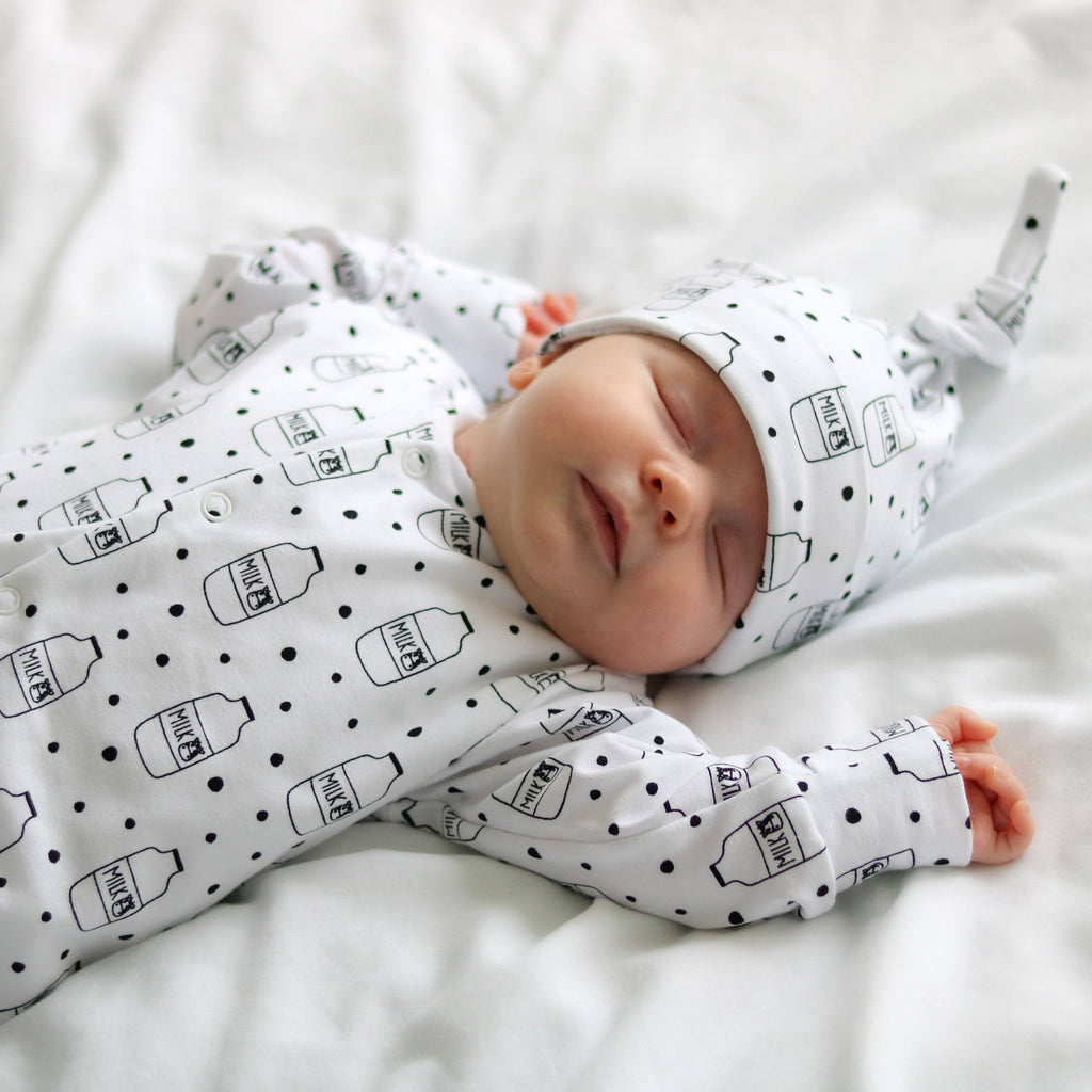Unisex Baby Cotton Sleepsuit (Onesie) – Milk Bottle Print