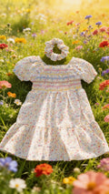 Girls Smocked Dress & Scrunchie Set