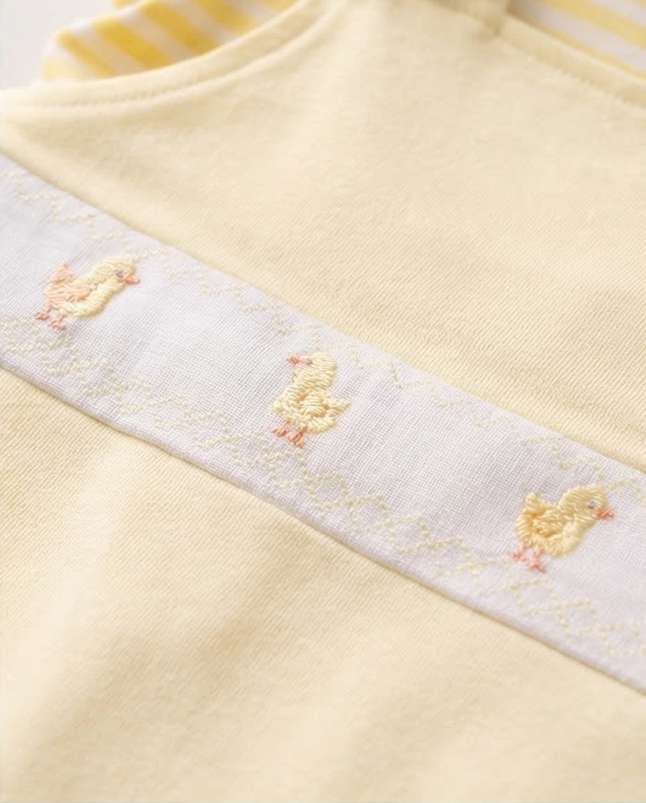 Lemon Smocked Baby Chick 3PC Overalls Set