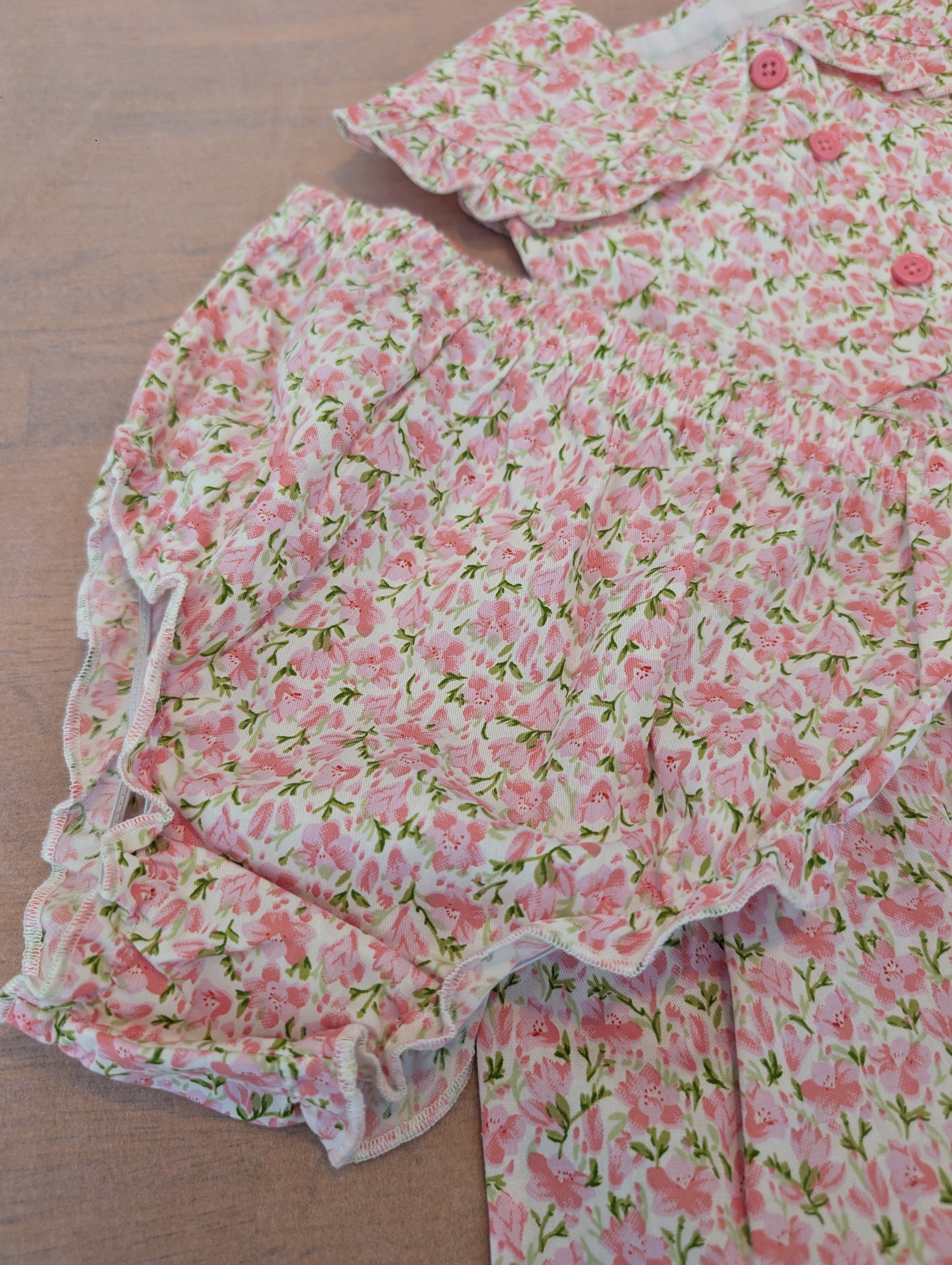 Baby Girl Pink Floral Dress Set With Headband