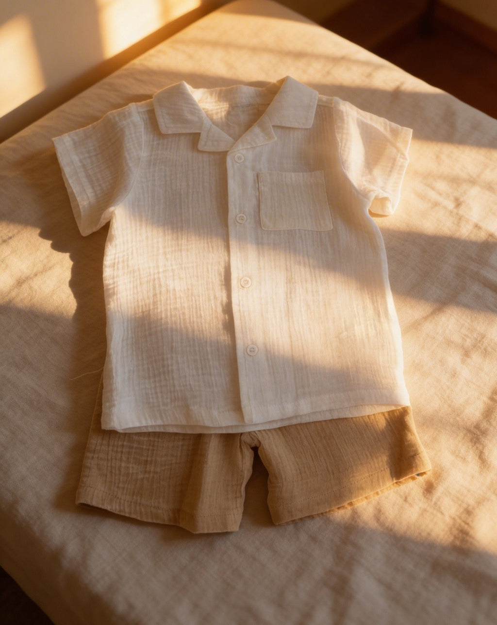Baby Boys Muslin Fabric Shirt & Short Outfit