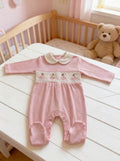 Baby Pink Ballerina Smocked Sleepsuit