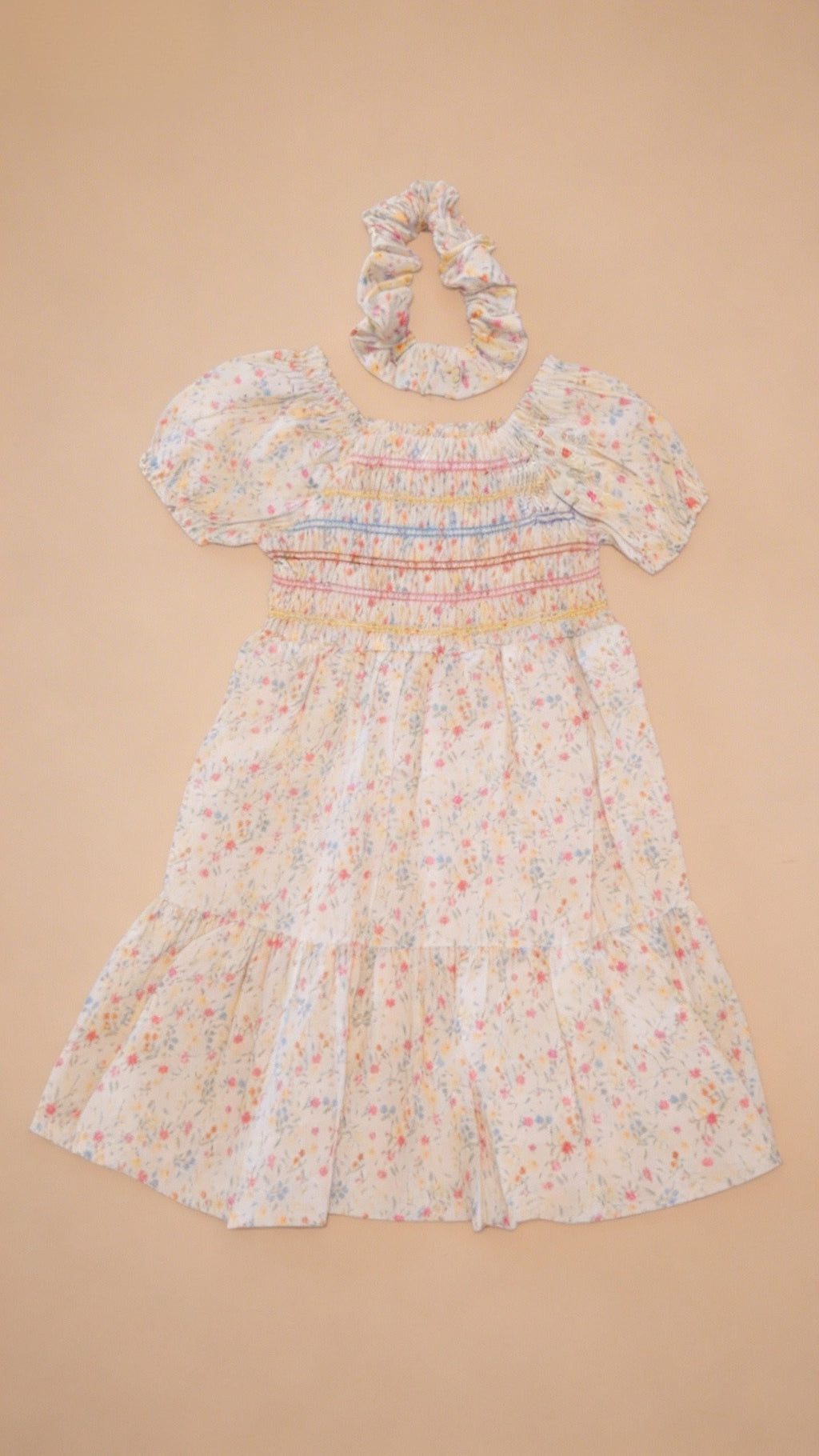 Girls Smocked Dress & Scrunchie Set