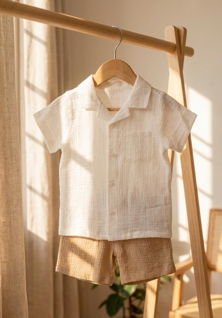 Baby Boys Muslin Fabric Shirt & Short Outfit