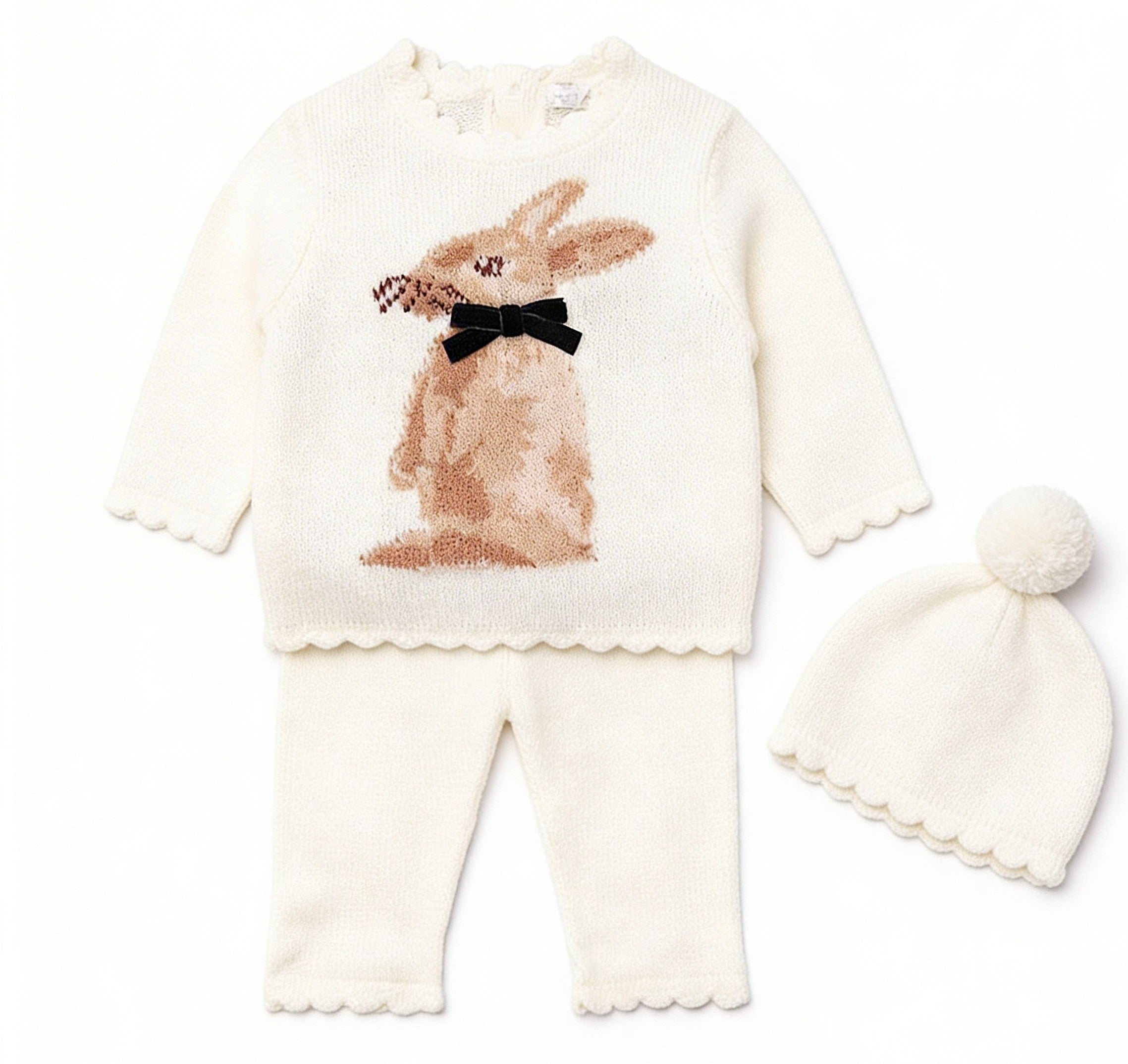 Ivory Bunny Rabbit 4PC Layette Set