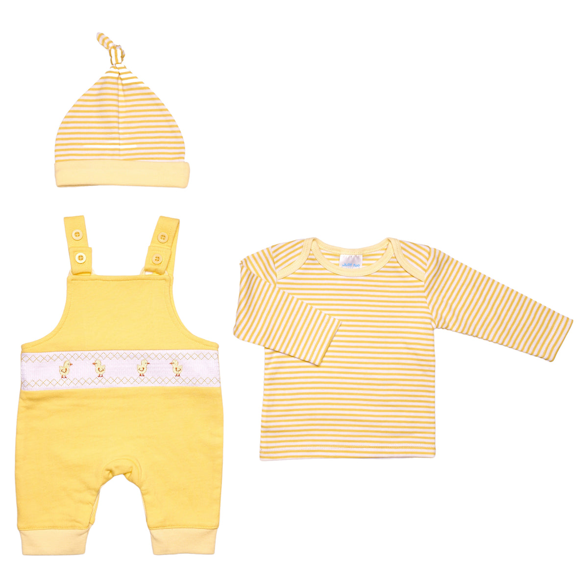 Lemon Smocked Baby Chick 3PC Overalls Set